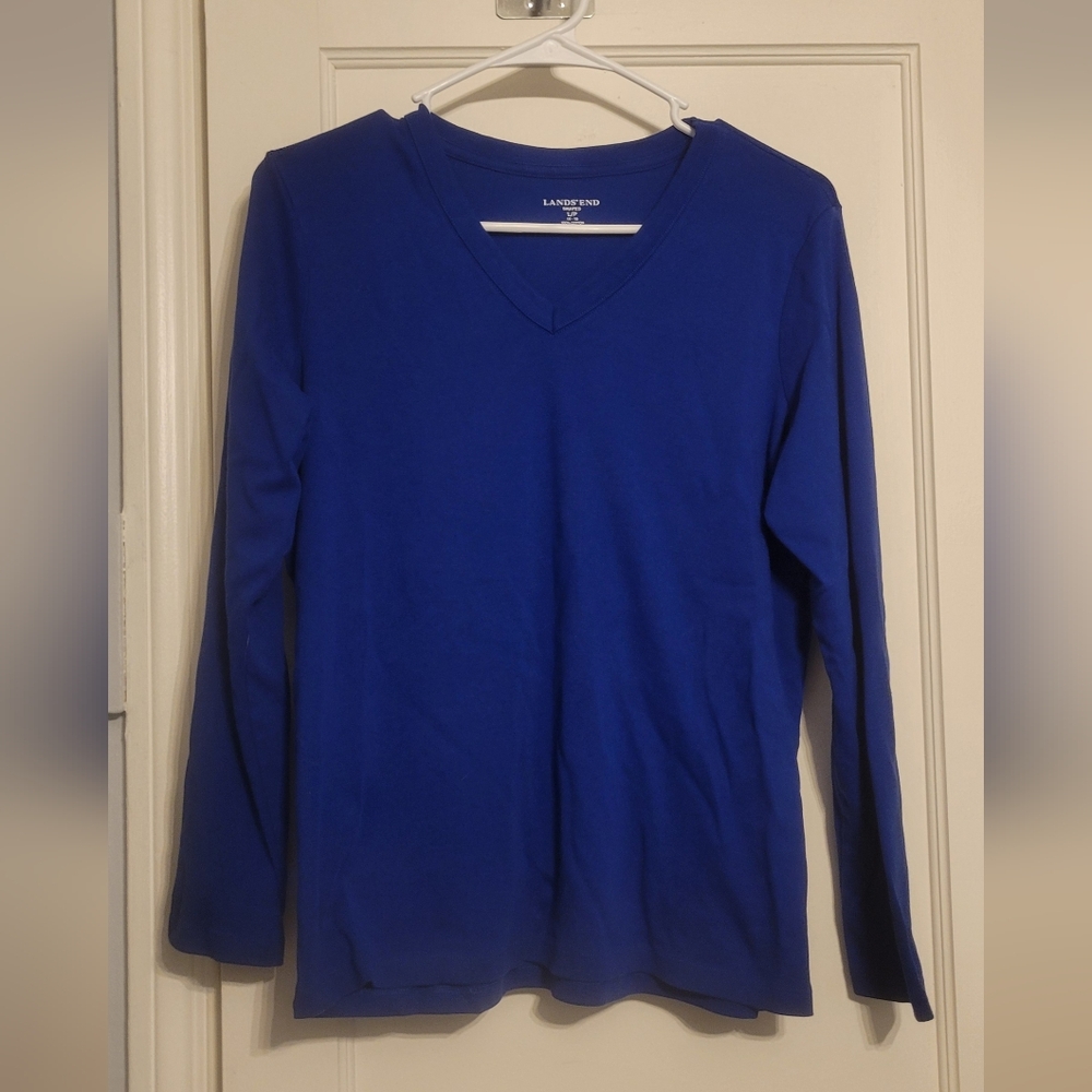 Lands' End Royal Blue V-Neck Top